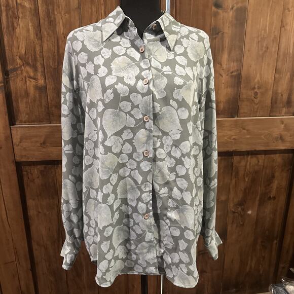 Liz Claiborne Liz Sport Womens Size L Floral Long Sleeve Button Up - Picture 1 of 8